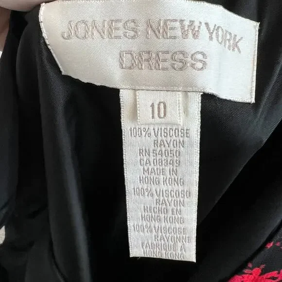 Vintage 90s Floral Sleeveless Cocktail Dress size 10 Black Red Whimsygoth Vneck - Picture 8 of 9